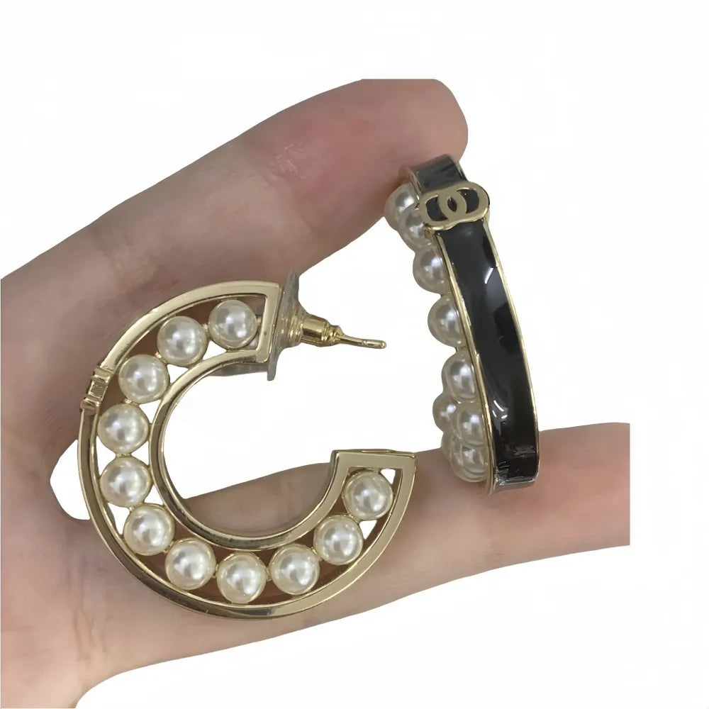 Chanel hoop Pearl Earrings