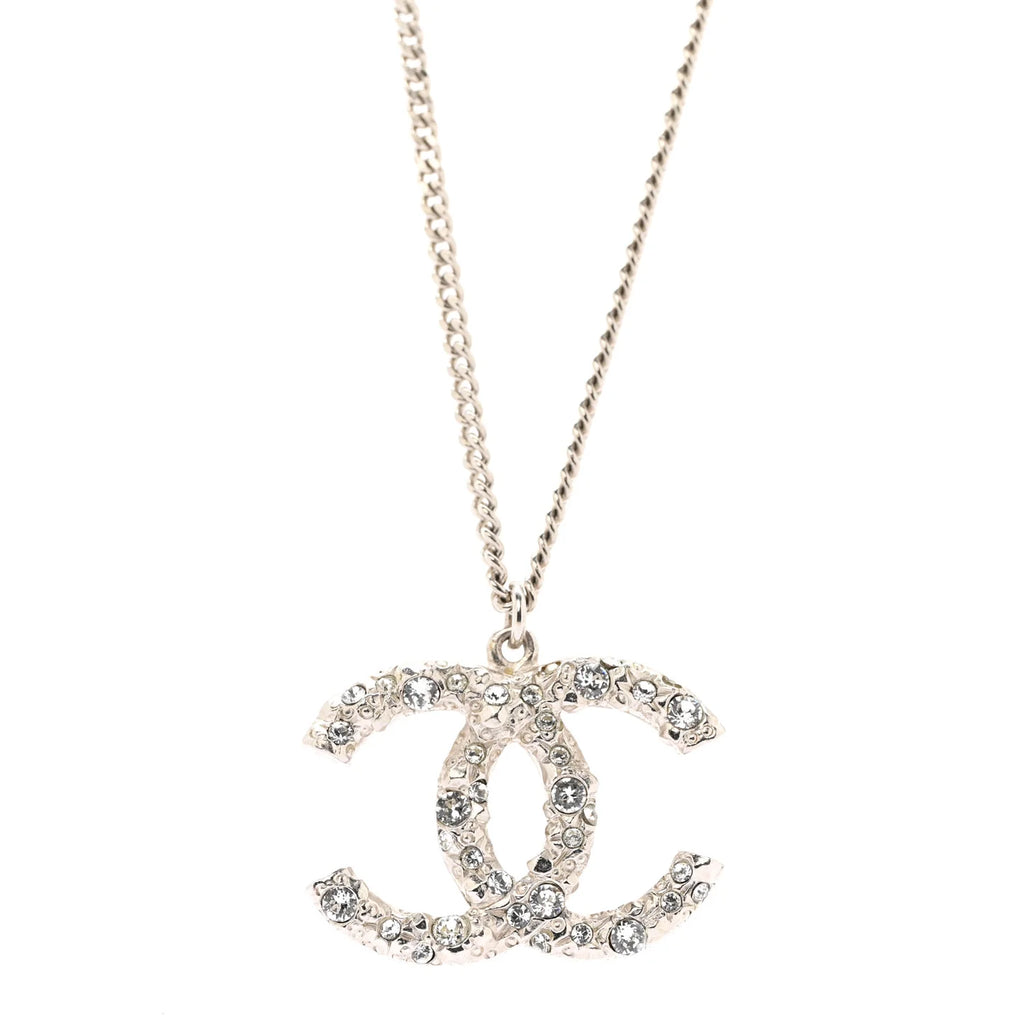 Crystal CC Pendant Necklace Silver