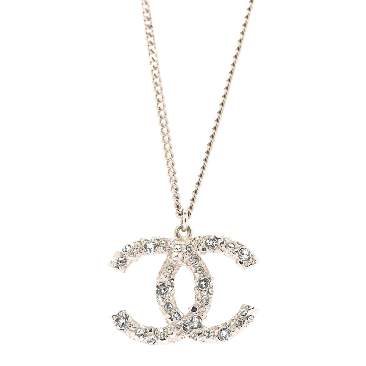 Crystal CC Pendant Necklace Silver