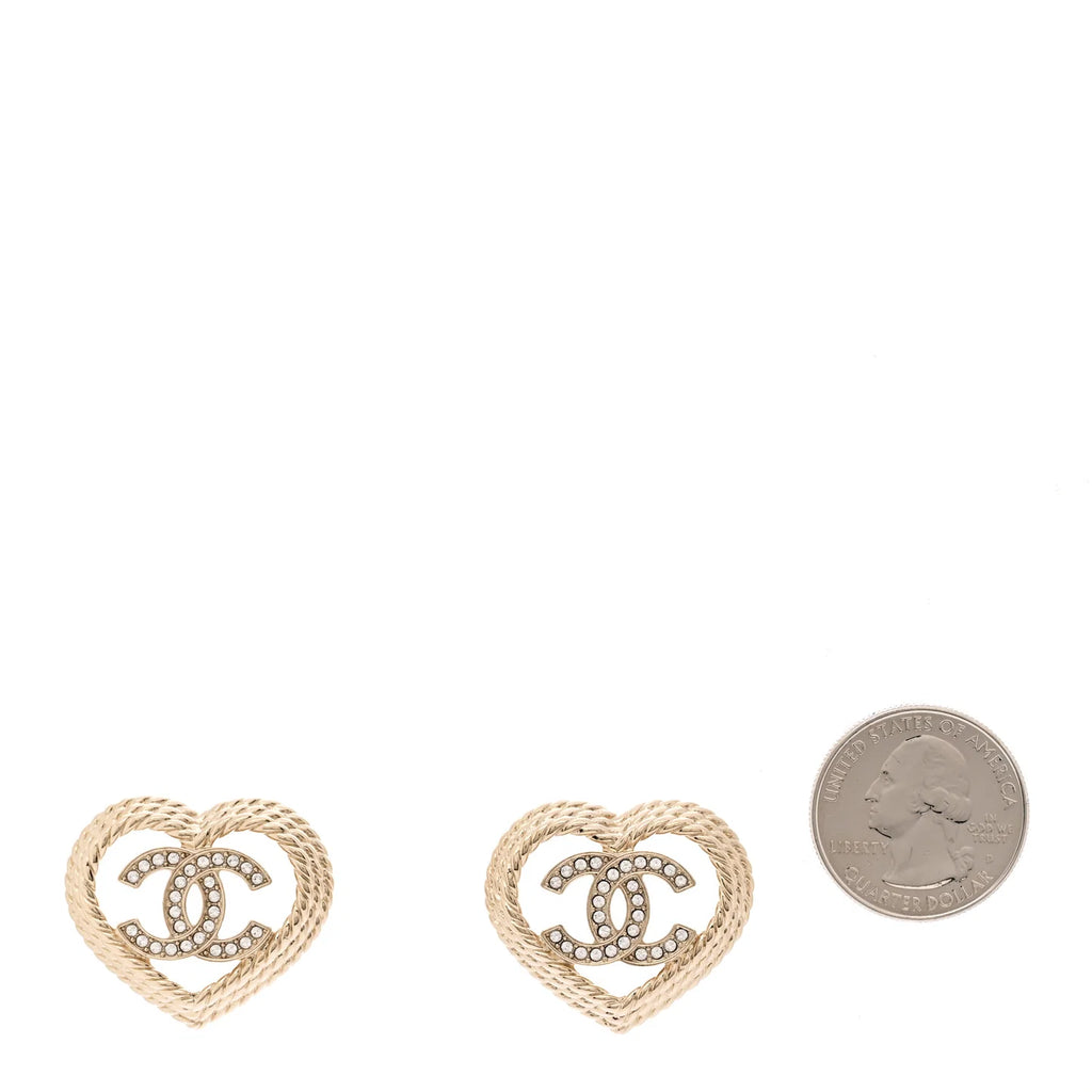 Crystal CC Twist Heart Earrings