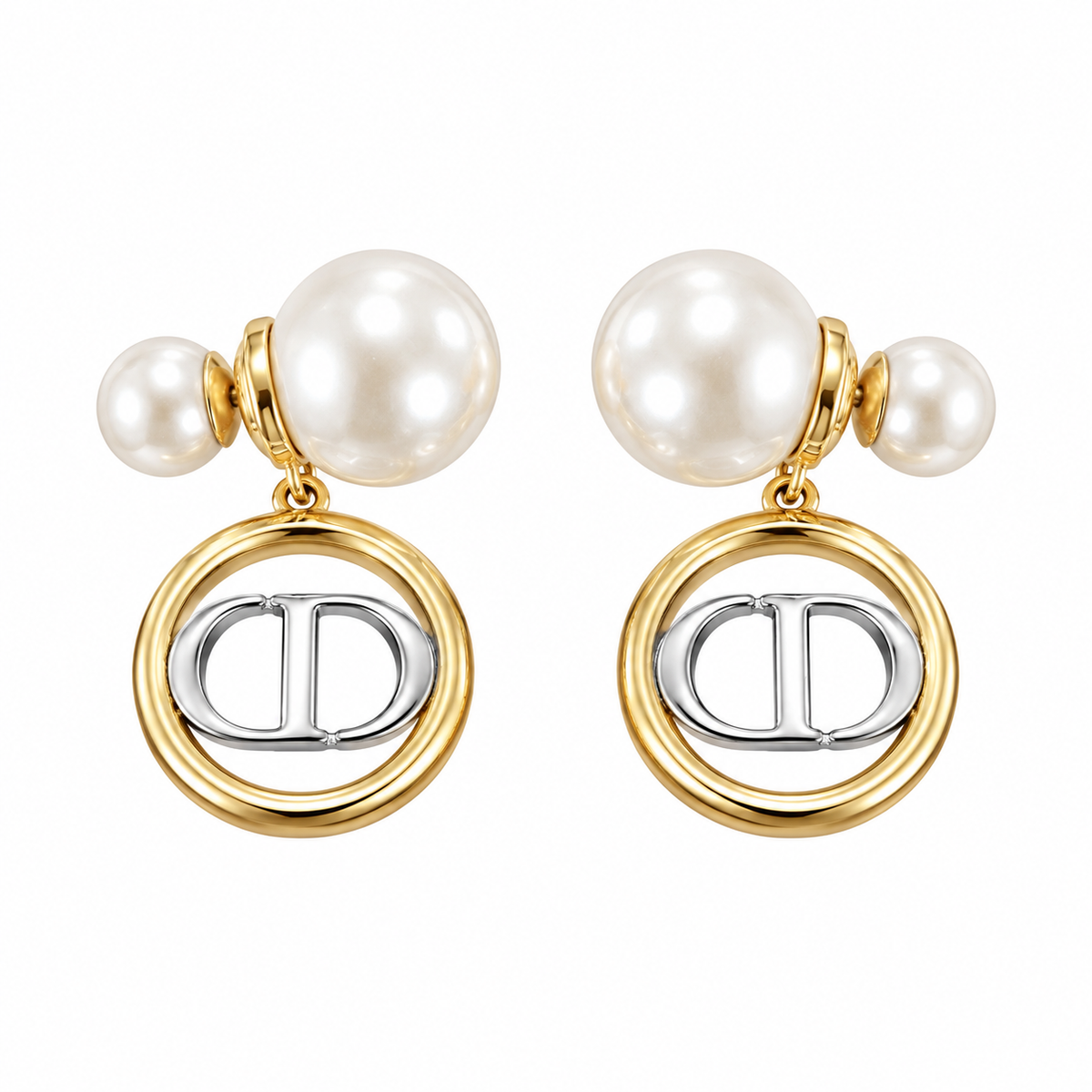 Pearl CD-Style Gold Drop Earrings