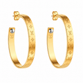Metal Nanogram Hoop Earrings Gold