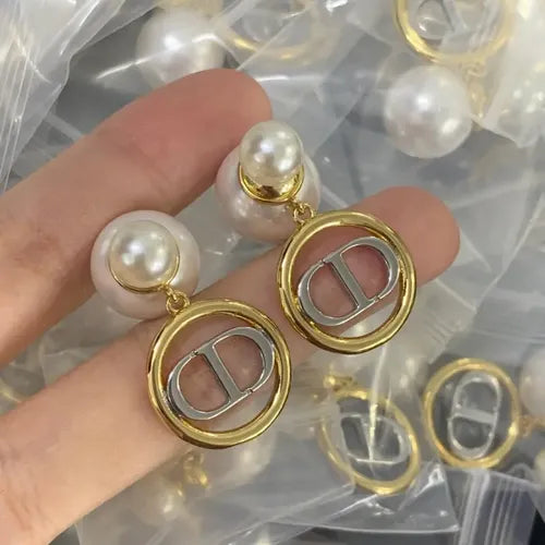 Pearl CD-Style Gold Drop Earrings
