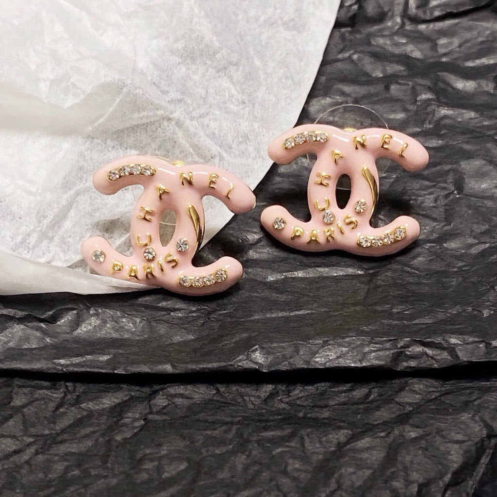 Chanel Logo Earrings Pink