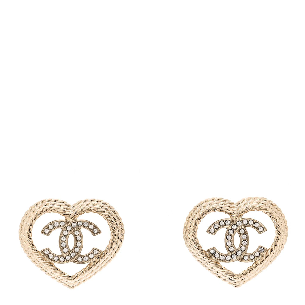 Crystal CC Twist Heart Earrings