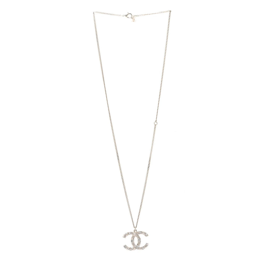 Crystal CC Pendant Necklace Silver