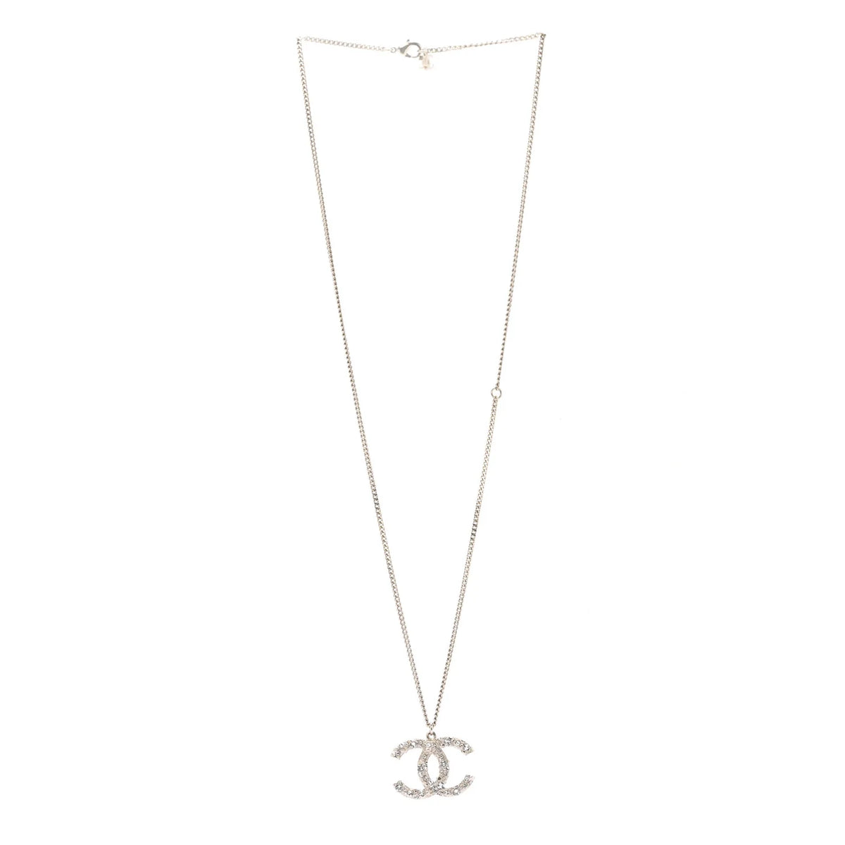 Crystal CC Pendant Necklace Silver