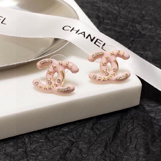 Chanel Logo Earrings Pink