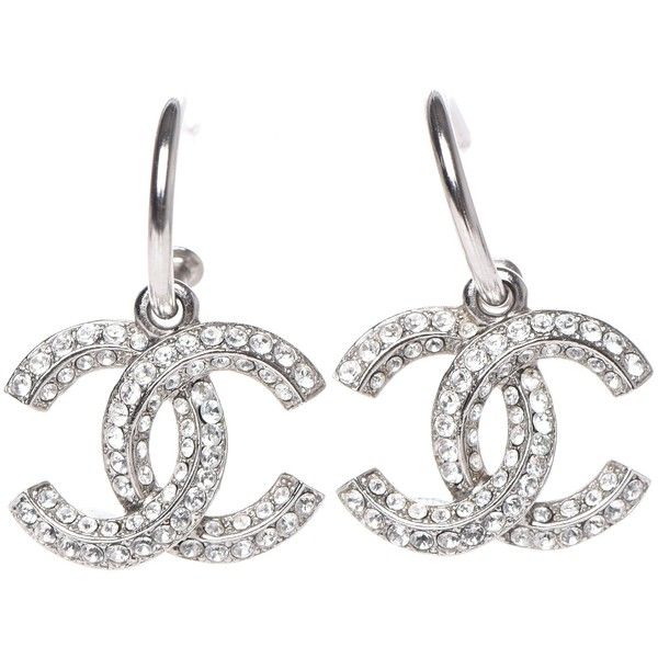 Crystal CC Dangle Earrings Silver