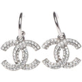 Crystal CC Dangle Earrings Silver