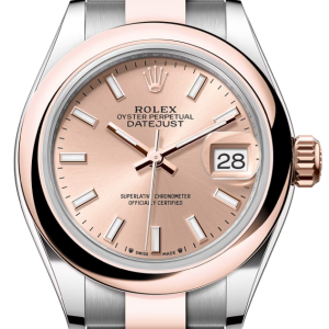 rolex-lady-datejust-28-rose-gold-steel-rose-index-dial-smooth-domed-bezel-oyster-bracelet-279161