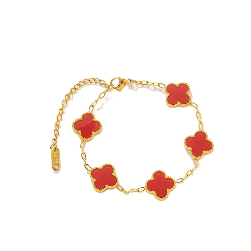 Red clover chain bracelet